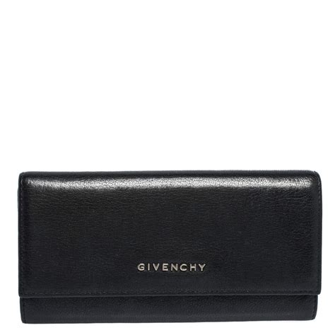 Givenchy Black Leather Pandora Long Flap Wallet 